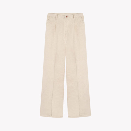 Gabi - Pantalon femme large taille haute – Chanvre Naturel