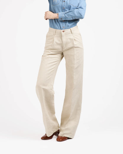 Gabi - Pantalon femme large taille haute – Chanvre Naturel