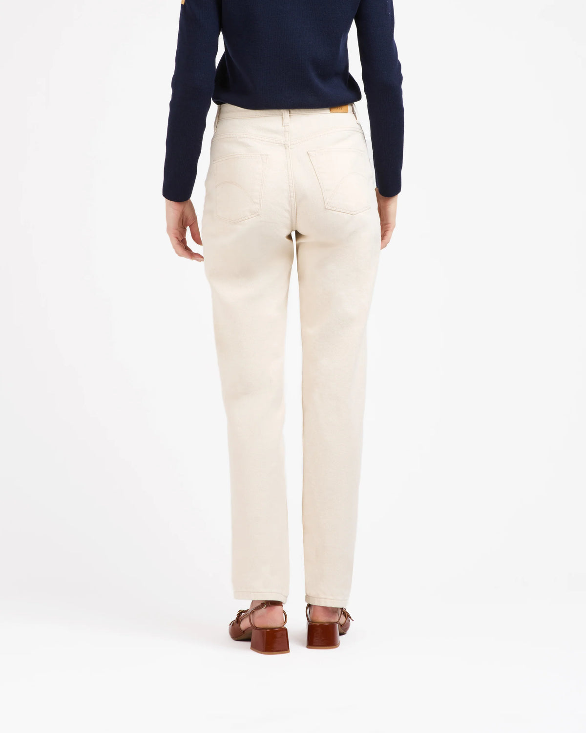 Apolline - Jean femme droit taille haute Écru