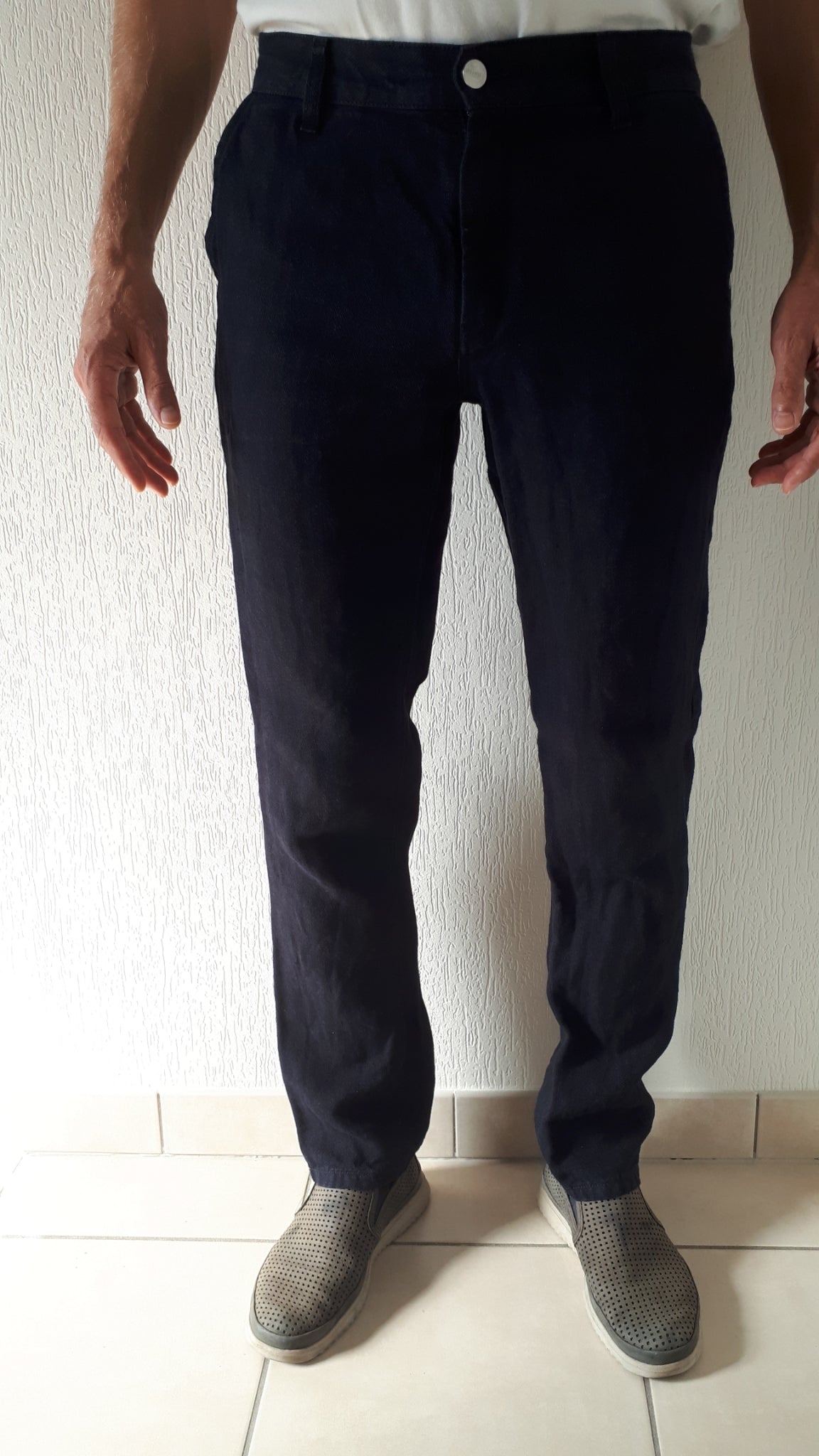 Chino droit ajusté en jean 100% lin français - Ernest