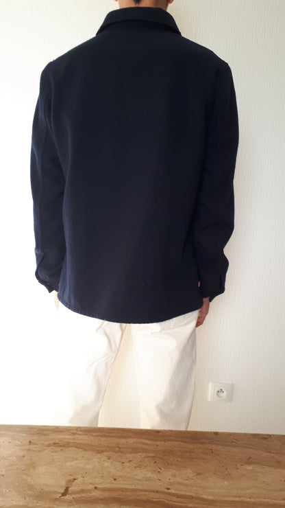 Surchemise homme droite en laine française Marine