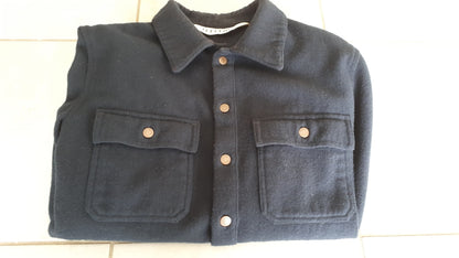 Surchemise homme droite en laine française Marine