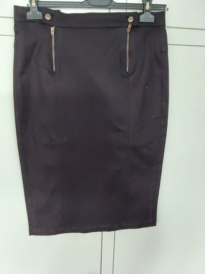 Jupe crayon taille haute Soie Noire - Agathe