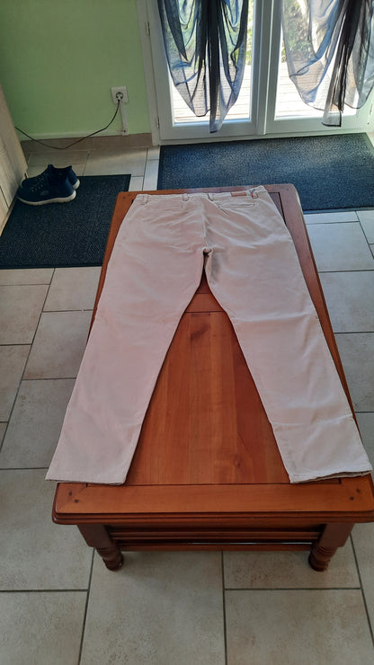 Chino ajusté taille haute sable – Léonie