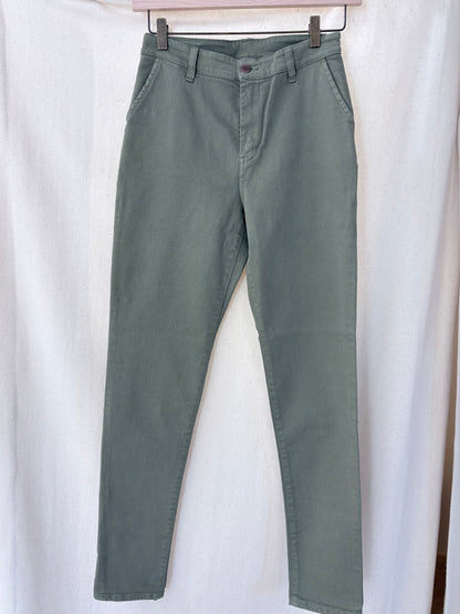 Chino femme ajusté taille haute Vert Kaki - Léonie