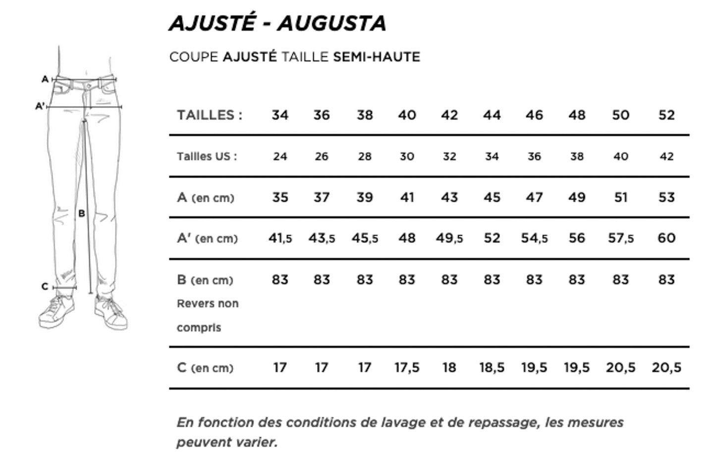 Jean droit ajusté Brut - Augusta