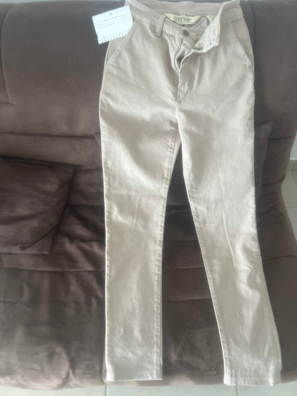 Chino femme ajusté taille haute Beige - Léonie