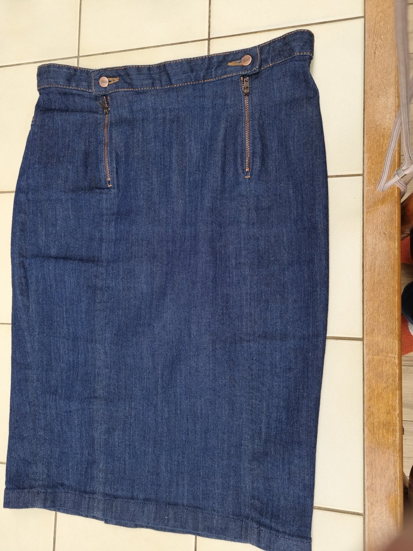 Jupe en jean crayon taille haute Coton Bio - Agathe