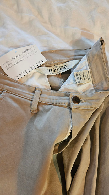 Chino ajusté taille haute sable – Léonie