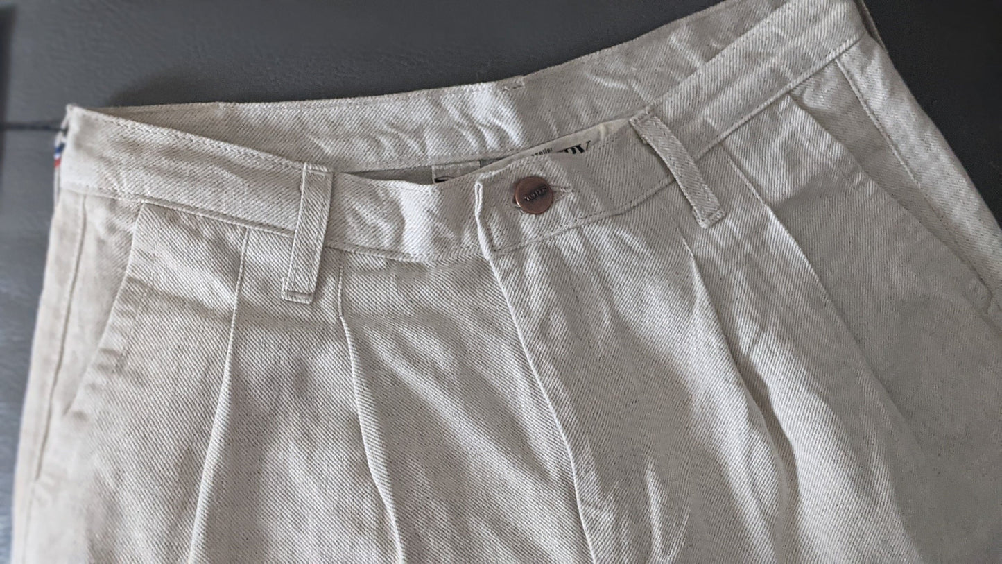 Pantalon femme droit taille haute naturel - Gabi