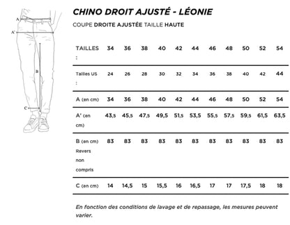 Chino ajusté taille haute Brut Coton Bio - Léonie