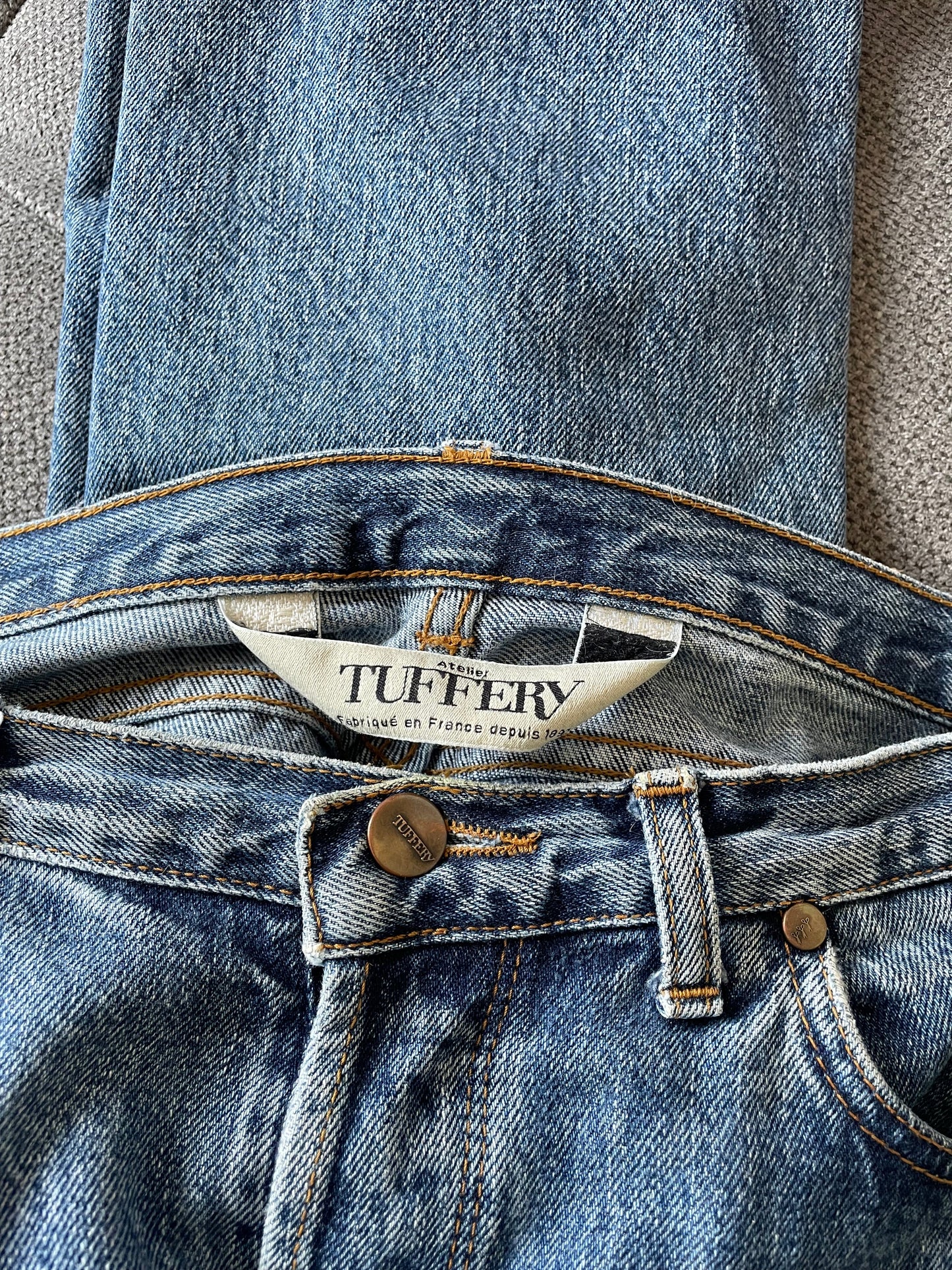 Jean droit taille haute stonewashed - Apolline