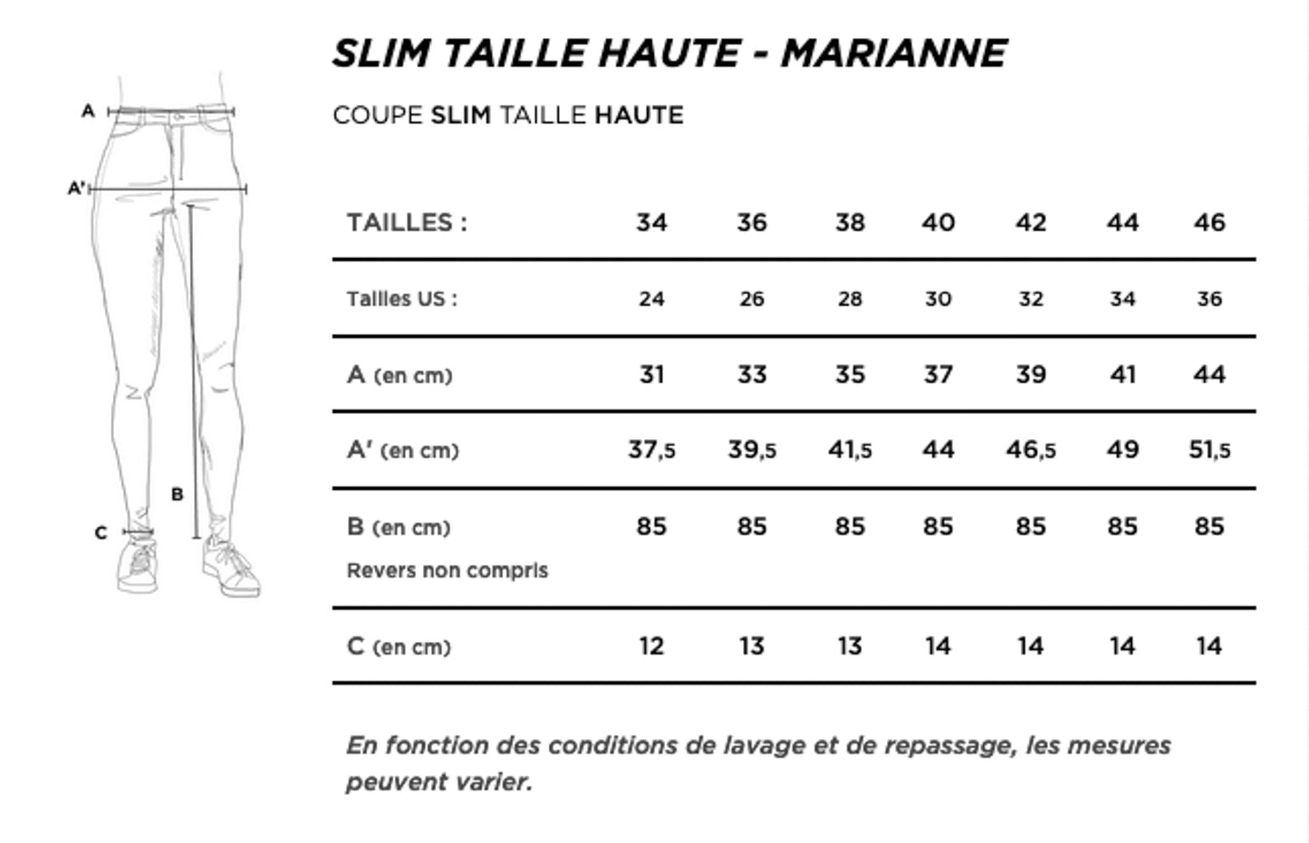 Jean slim taille haute Coton Bio - Marianne
