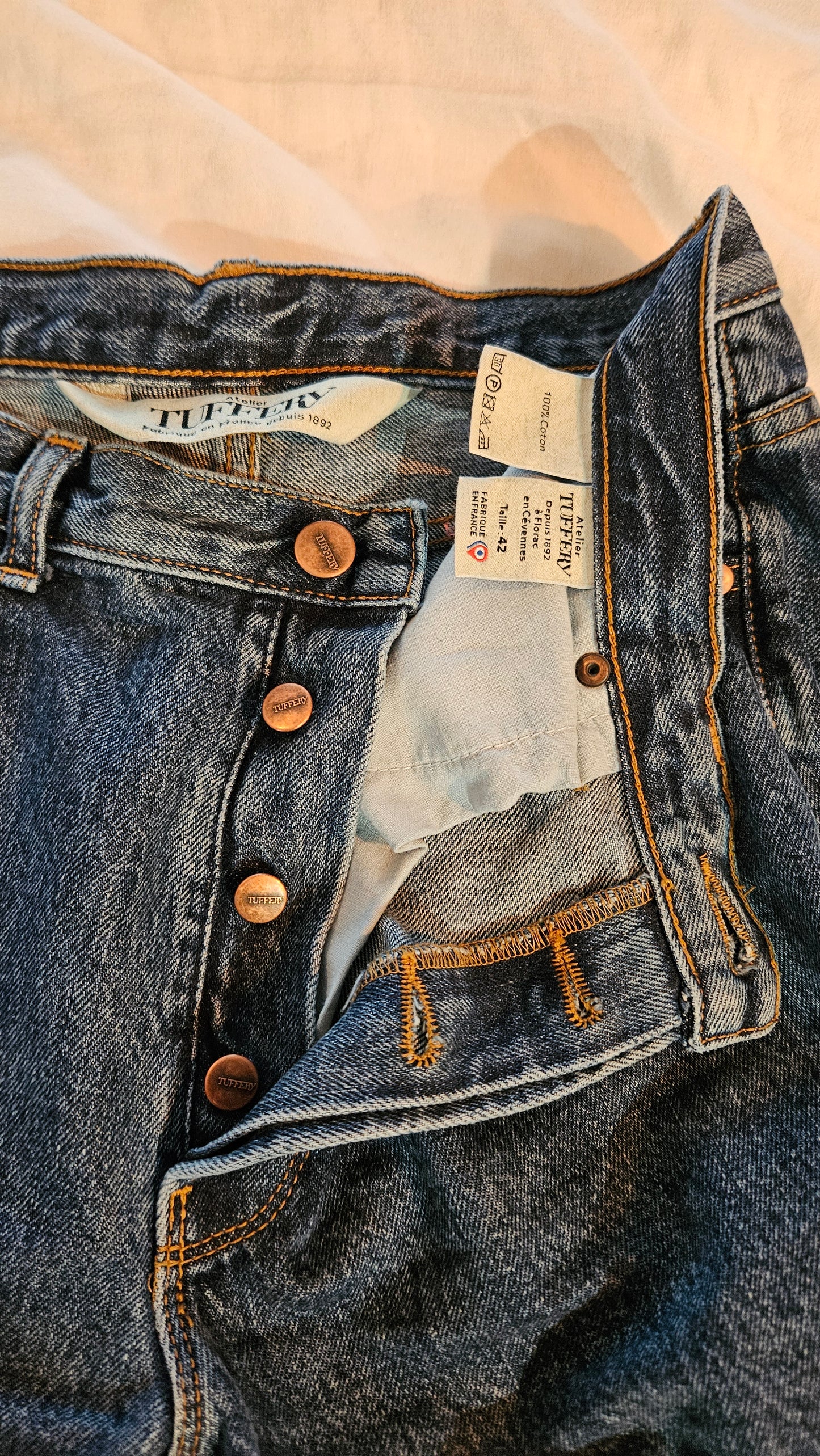 Jean droit taille haute stonewashed - Apolline