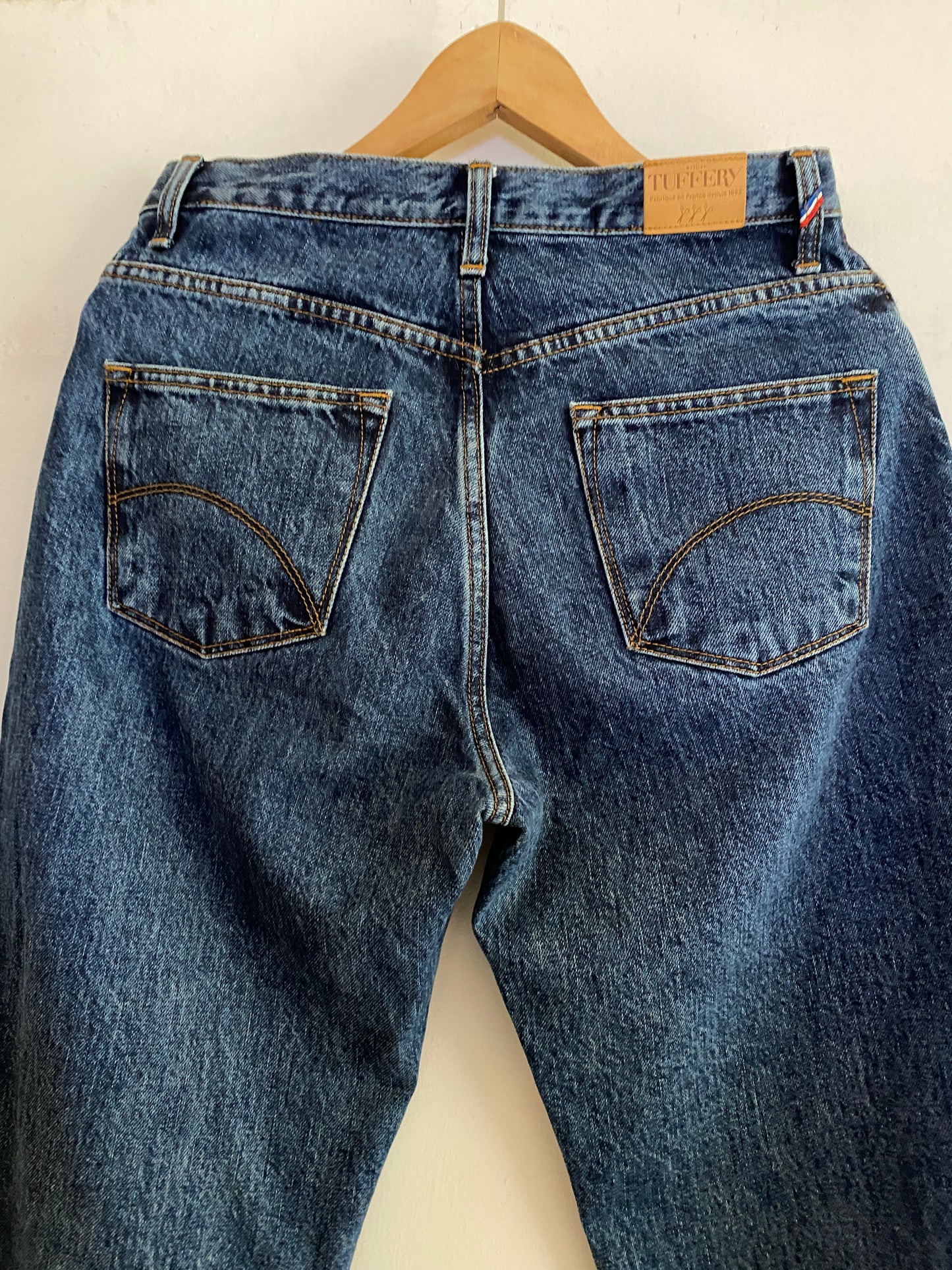 Jean femme droit taille haute Stonewashed - APOLLINE