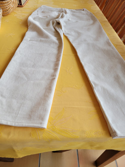 Jean femme droit taille haute Écru - Apolline