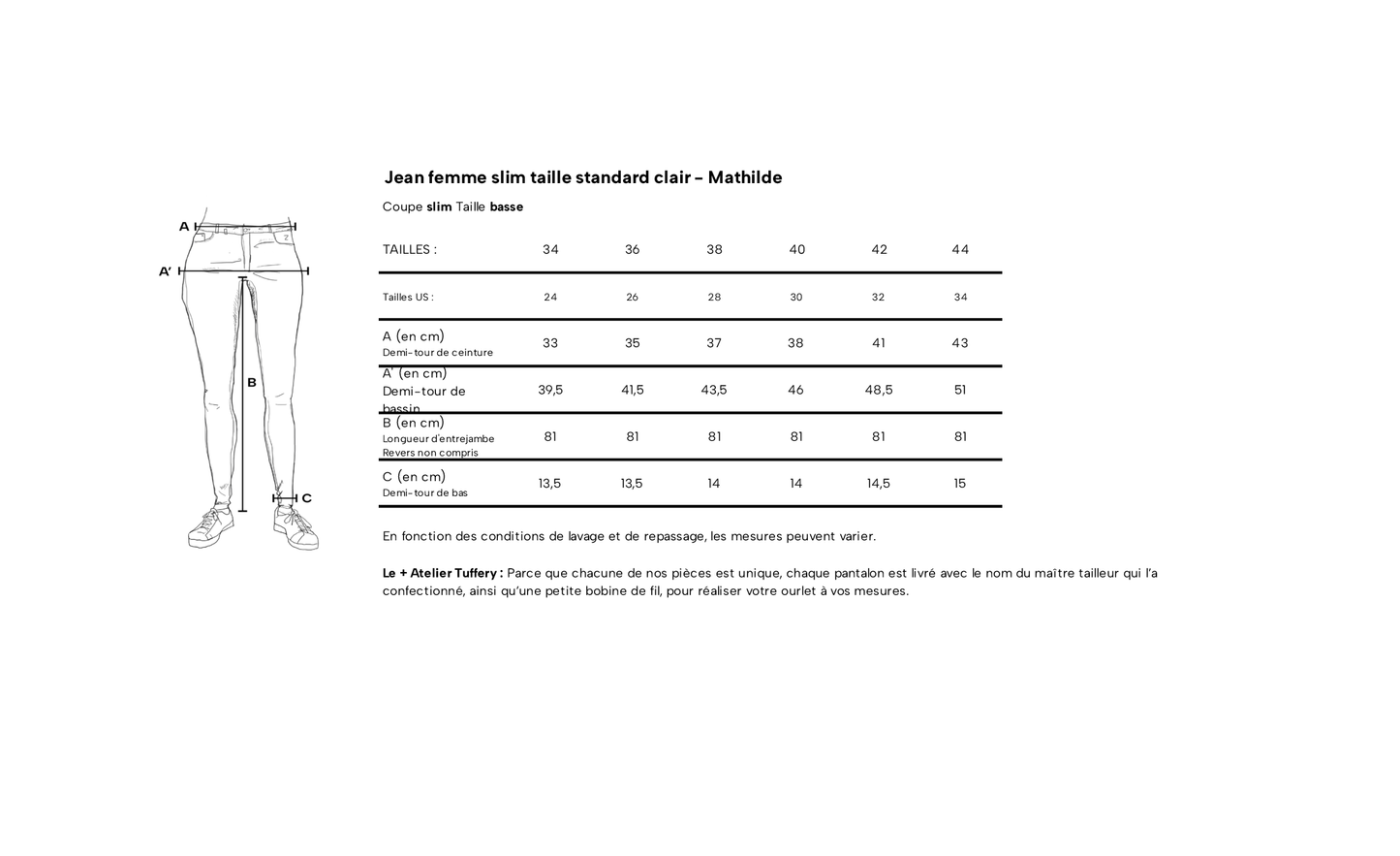 Jean slim taille standard Clair - Mathilde