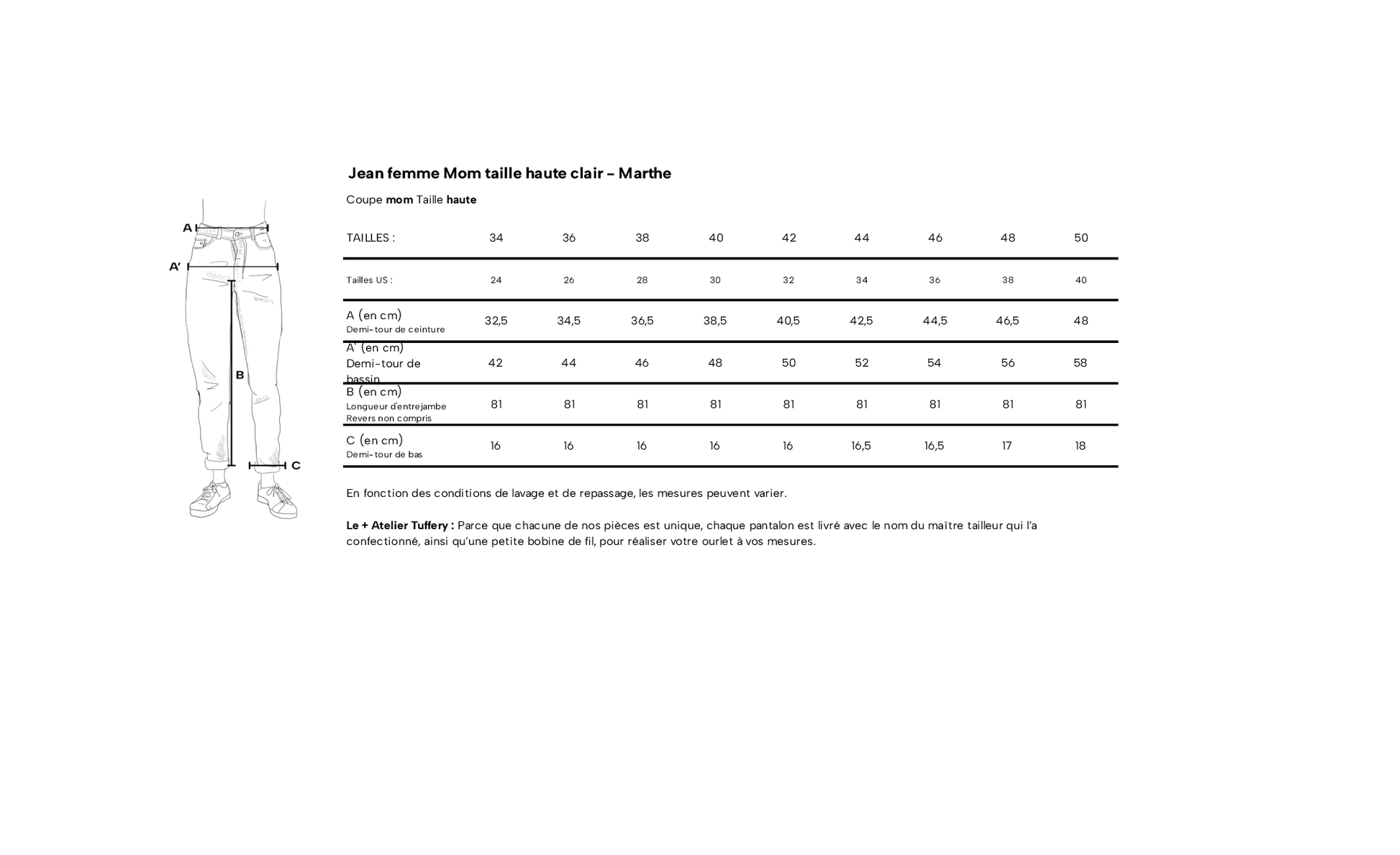 Jean mom taille haute Clair - Marthe