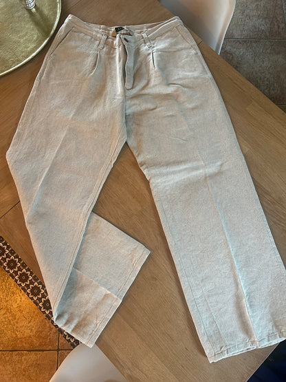 Pantalon femme droit taille haute Chanvre Naturel - Gabi