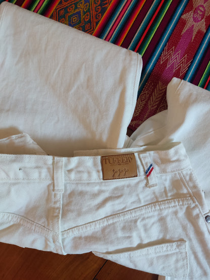 Jean femme droit taille haute Écru - Apolline