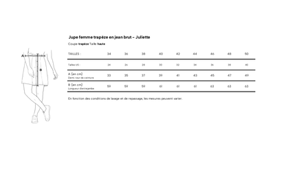 Jupe trapèze en jean brut – Juliette