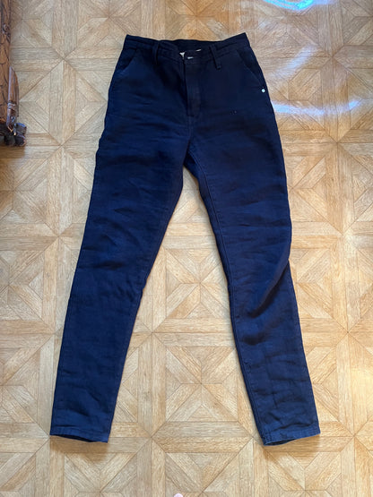 Chino droit ajusté taille haute en jean 100% lin français – Léonie