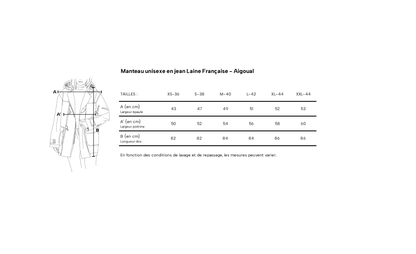 Manteau en jean Laine Française - Aigoual