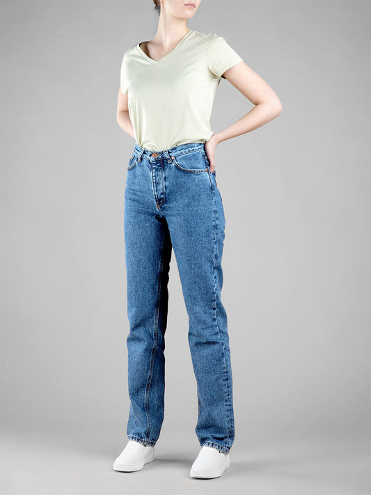 Jean droit taille haute stonewashed - Apolline