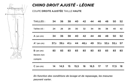 Chino ajusté taille haute Noir - Léonie