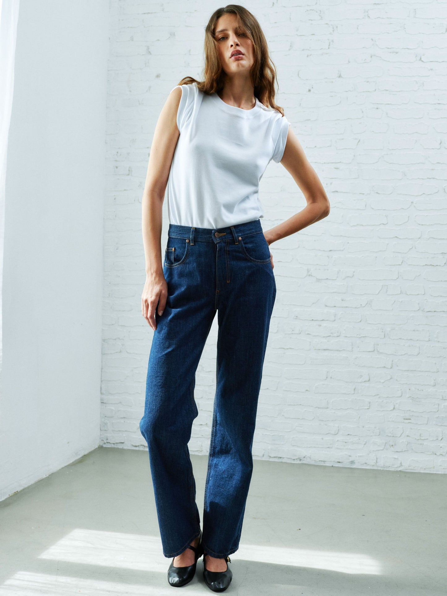 Jean femme large taille haute brut - Désiré