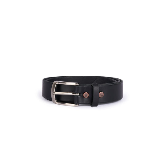 Ceinture mixte fine en cuir noir