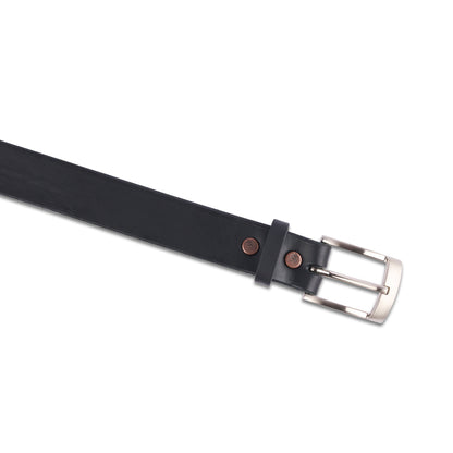 Ceinture mixte fine en cuir noir