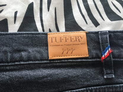 Jean femme droit ajusté Noir Délavé - Augusta