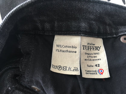 Jean femme droit ajusté Noir Délavé - Augusta