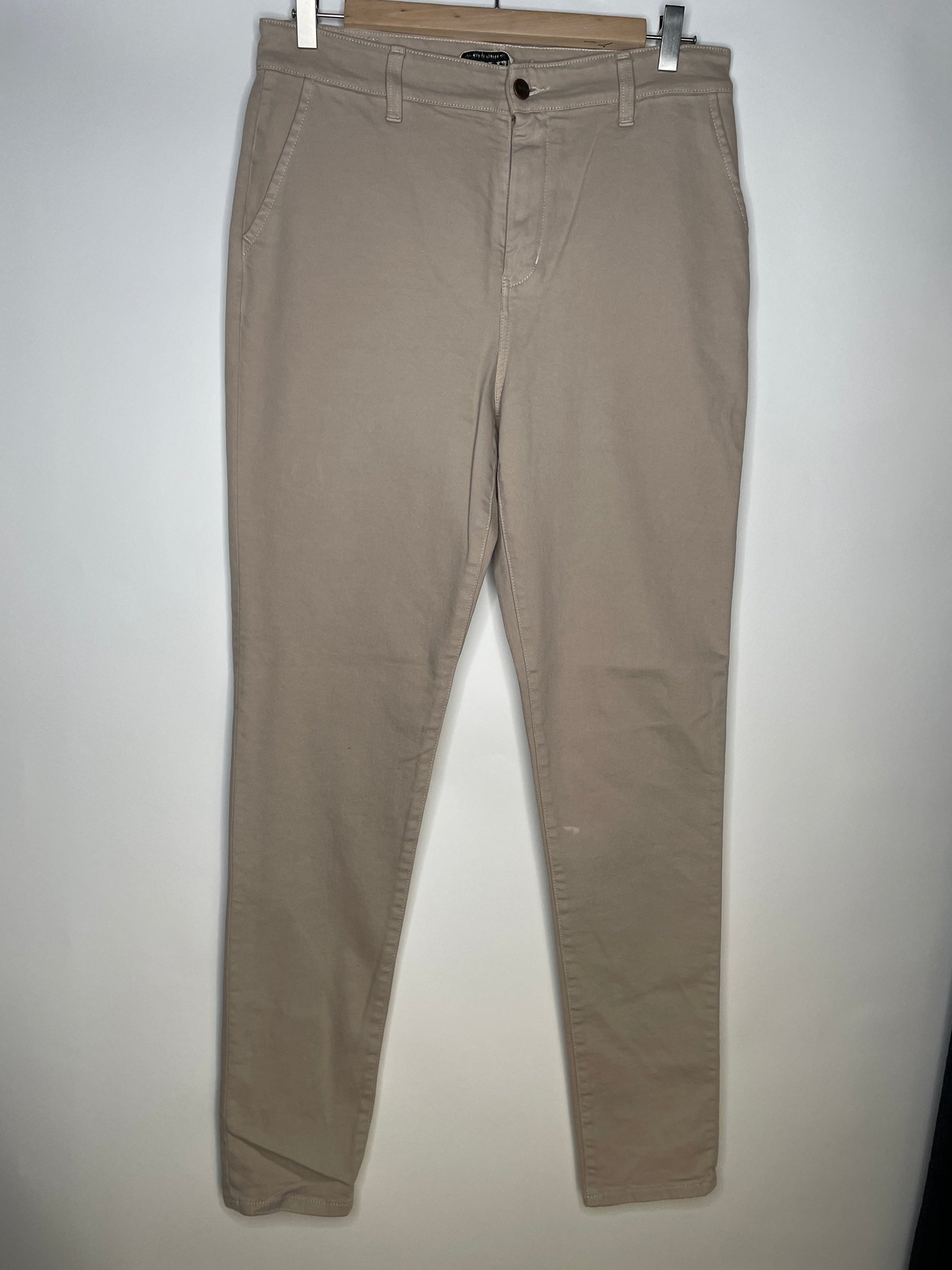 Chino femme ajusté taille haute Beige - Léonie