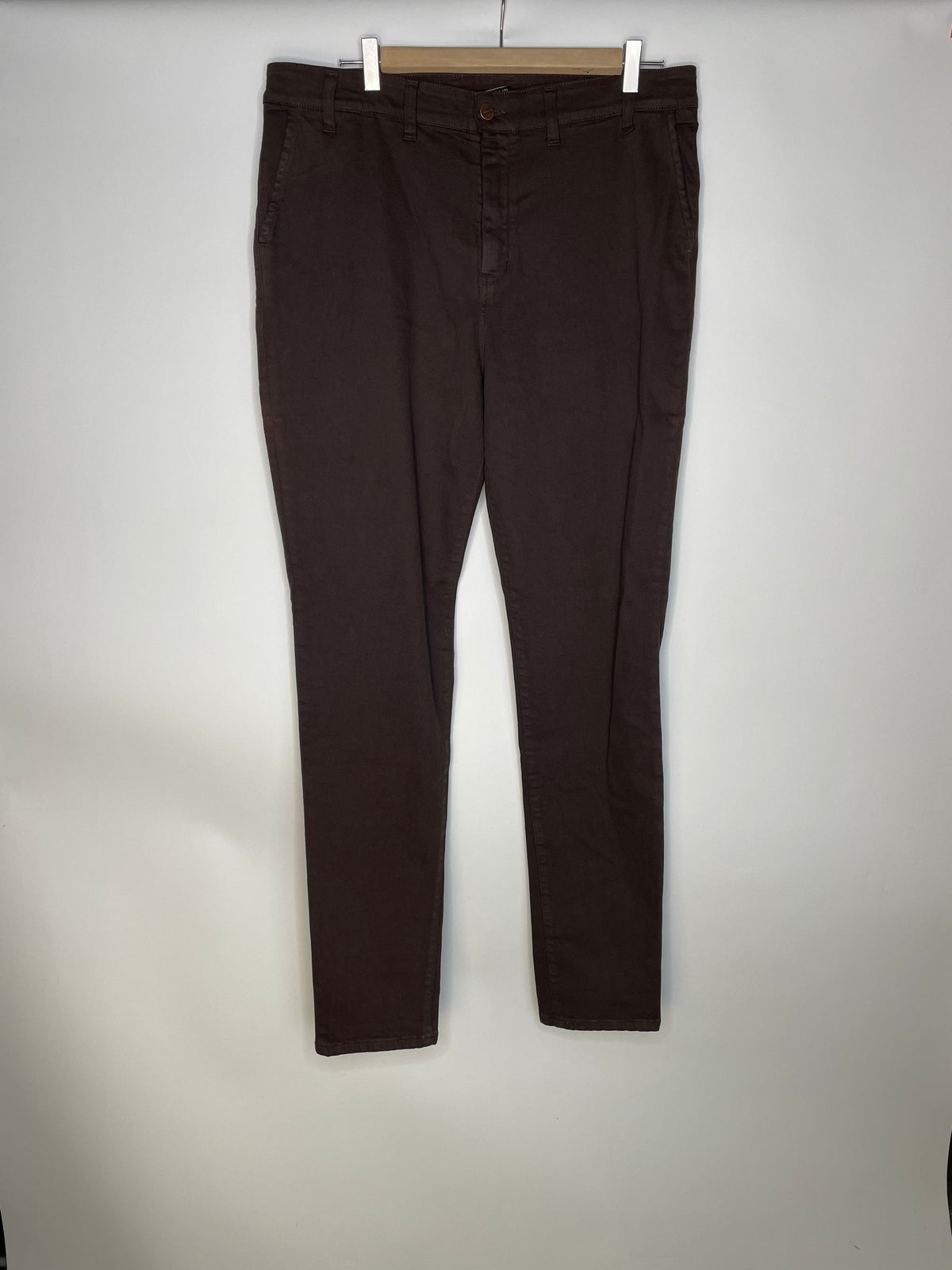 Chino femme ajusté taille haute Marron - Léonie