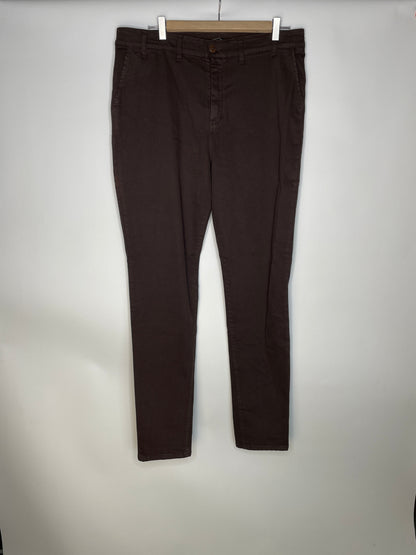Chino femme ajusté taille haute Marron - Léonie