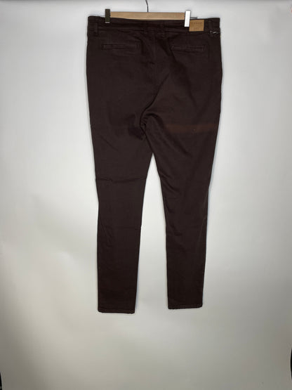 Chino femme ajusté taille haute Marron - Léonie