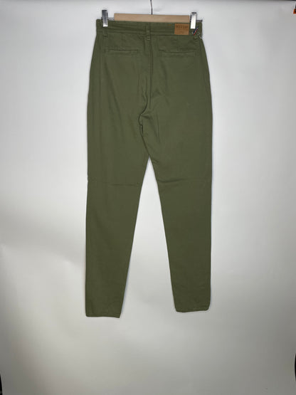 Chino femme ajusté taille haute Vert Kaki - Léonie