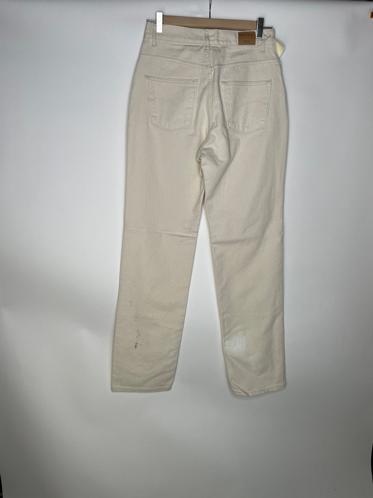 Jean femme droit taille haute Écru - Apolline