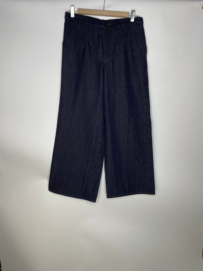 Pantalon femme large taille haute en laine mérinos française - Gabi