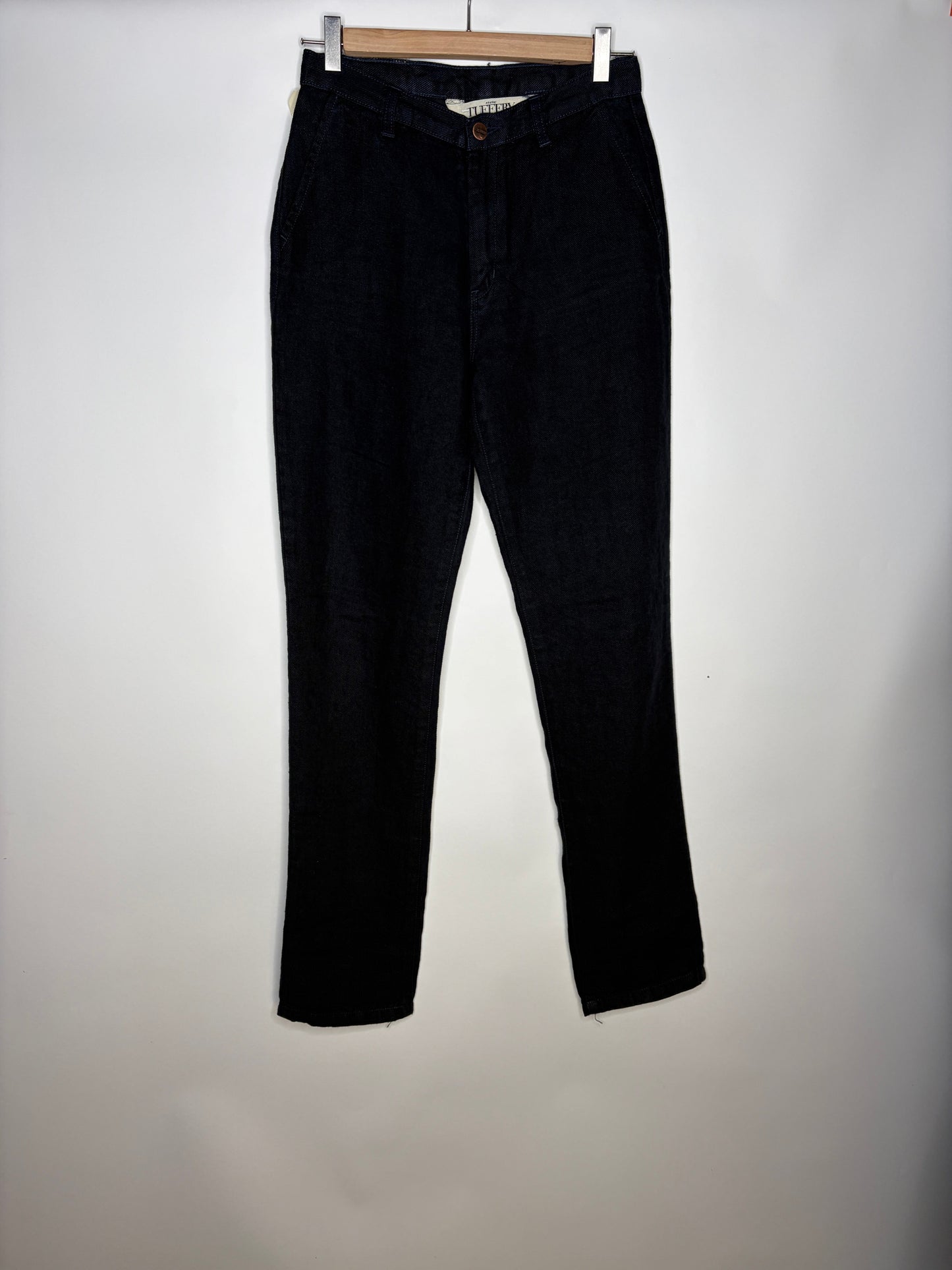 Chino droit ajusté taille haute en jean 100% lin français – Léonie