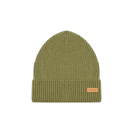 Bonnet Vert Kaki en Laine Côtelé