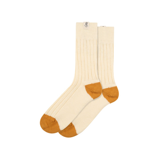 Chaussettes épaisses en Laine Écru et Ocre