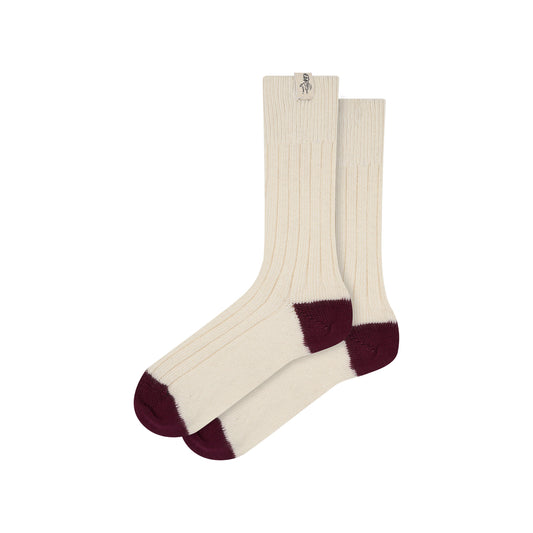 Chaussettes épaisses en Laine Écru et Rouge