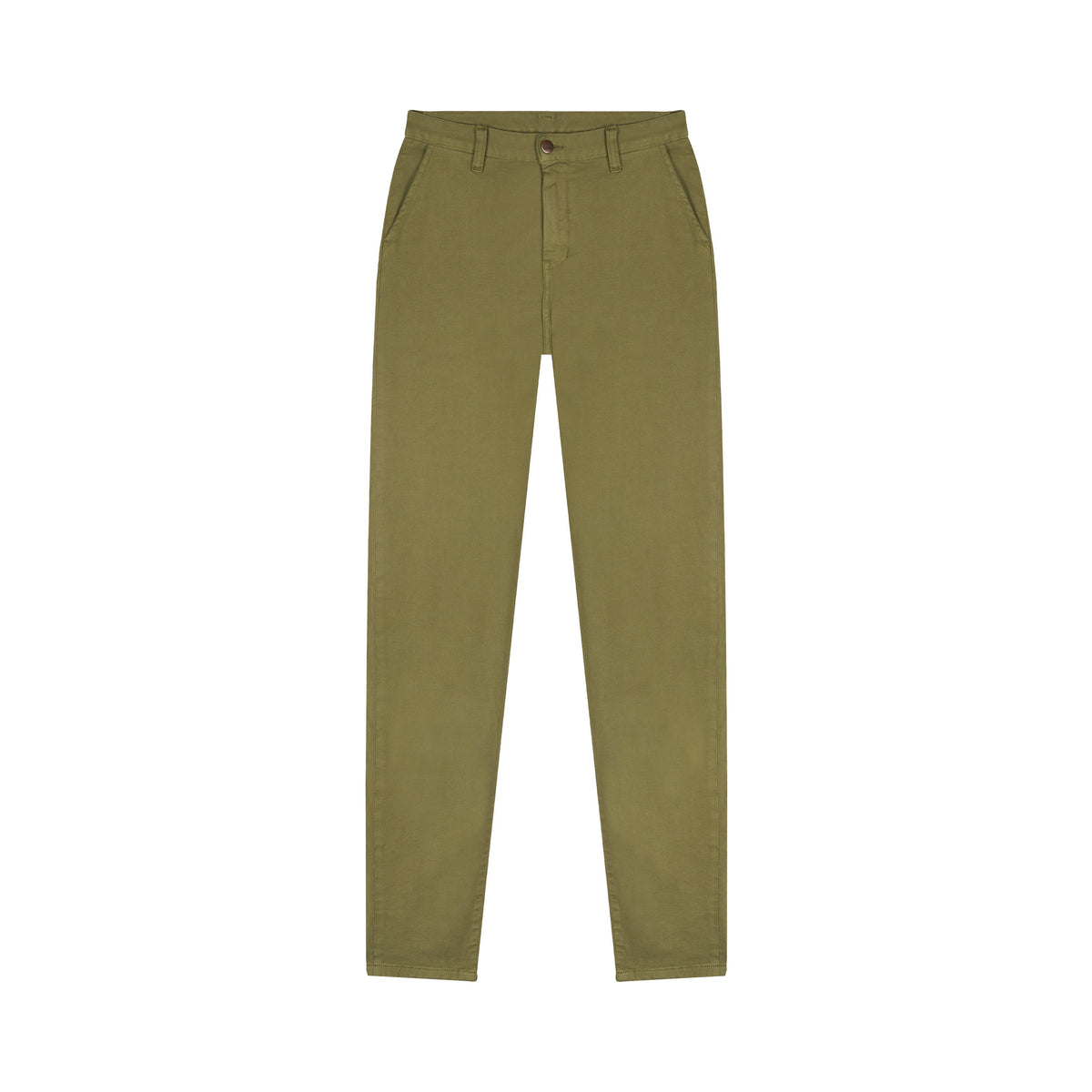 Chino femme ajusté taille haute Vert Kaki - Léonie