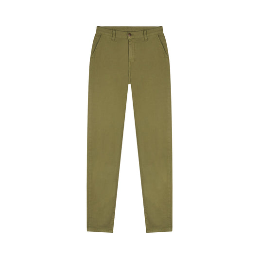 Chino femme ajusté taille haute Vert Kaki - Léonie
