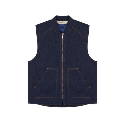 Gilet sans manches en jean brut doublé laine