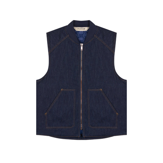 Gilet sans manches en jean brut doublé laine