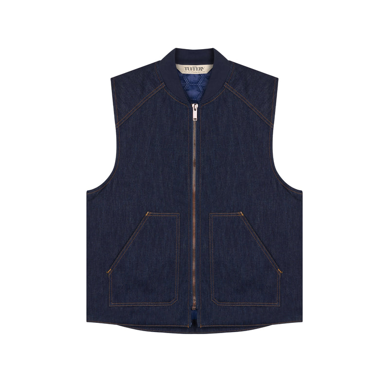 Gilet sans manches en jean brut doublé laine